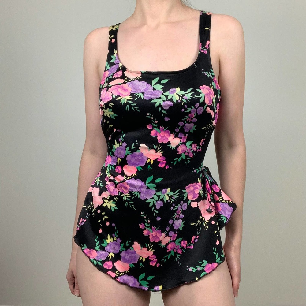 Vintage Maxine of Hollywood Floral Skirt Swimsuit